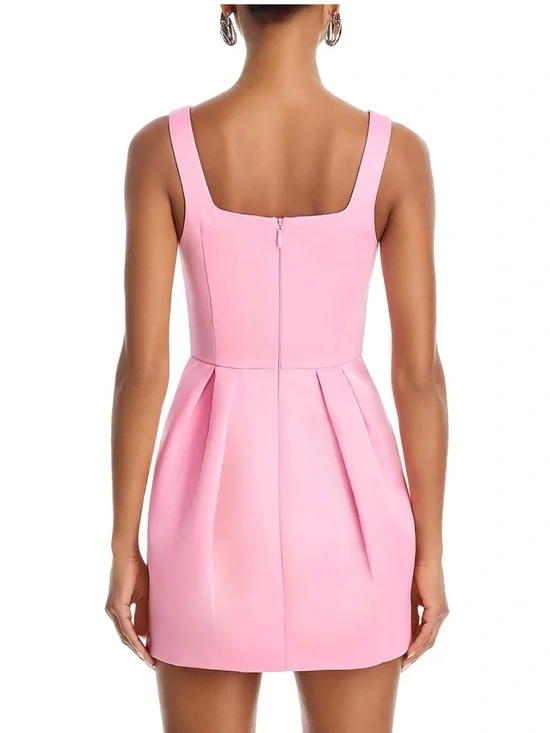 NWT LEO LIN Piper Floral Appliqué Mini Dress Pink Size 8 US Baby Pink 3D Flowers - Picture 3 of 4